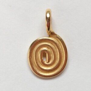 Vintage Spiral Swirl Gold Vermeil Necklace Pendant Charm Bead Plated Nazca Lines